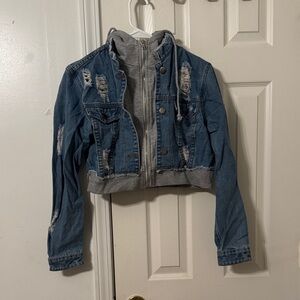 American Bazi Denim Jacket with Gray Sweater
